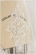Embroidered bridal lace fabric/ ornate lace off-white/ bridal couture lace// L17-057