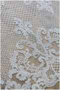 Ornament Netz Spitzenstoff/ Brautkleid Spitze Off-White/ Hochwertiger Spitzenstoff/ Netzstickerei Spitze/ Alencon Spitze// L17-040