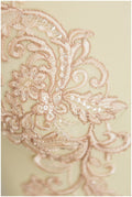 2x ROSÉ GOLD gespiegelte Spitzenblume Applikation, Spitzenblume, Hochzeitskleid Spitze, Spitzenaufnäher, Brautkleid Applikation, Goldspitze// A17-066