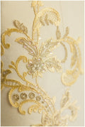 YELLOW + GOLD lace flower applique, mirrored lace flower panel, wedding dress lace, lace patch, bridal dress applique, gold lace // A17-068