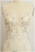 IVORY + GOLD Spitzenblume Applikation, gespiegelte Spitzenblumenplatte, Hochzeitskleid Spitze, Spitzenaufnäher, Brautkleid Applikation, Goldspitze// A17-047