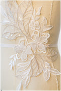 2Stk. 3D Gespiegelte Hochzeitskleid Applikation, Große Spitzen Applikation, Blumen Applikation, große Spitze Blume, Illusion Back Lace, Lace Patch// A17-046