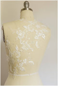 Sequin wedding dress applique, COTTON, flower applique, lace flower patch, illusion back lace, floral lace // A17-026-C