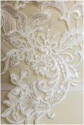 2x große OFF-WHITE Gespiegelte Spitzenblume Applikation, Spitzenblume, Hochzeitskleid Spitze, Spitzenaufnäher, Brautkleid Applikation// A17-029
