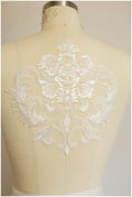 Pailletten Hochzeitskleid Applikation, Blumen Applikation, große Spitze Blume, IVORY, Illusion Back Lace, BlumenSpitze, verschnörkelte Spitze Aufnäher// A17-032
