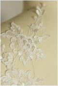 2 PC Spiegel Hochzeitskleid Blume Applikation, Große Spitzen Applikation, große Spitze Blume, Illusion Back Lace, Laceflowe Patch// A17-053