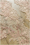 2x 1yds mirrored ROSÈ GOLD lace trim/ bridal lace/ floral lace/ wedding lace// T17-012