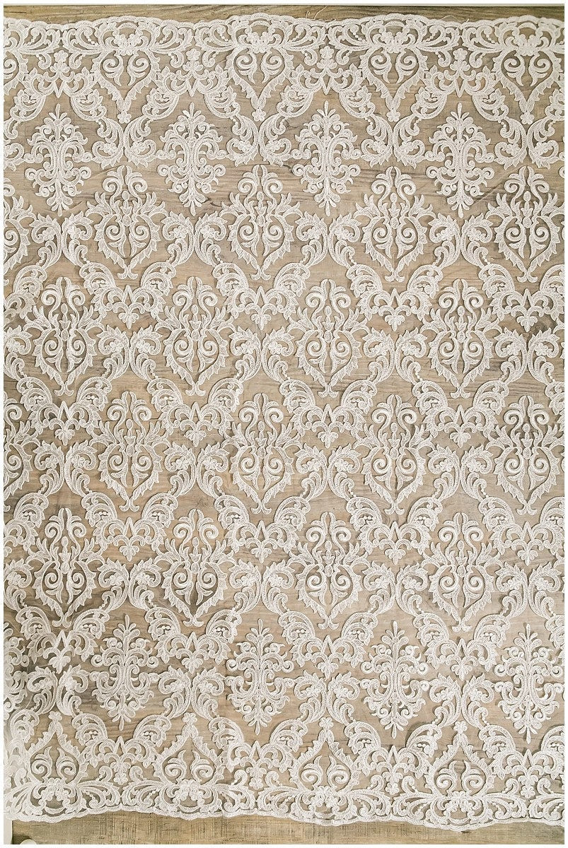 Ornament Hochzeit Spitze, Kordel Ornament Spitze Stoff, Braut Spitze Stoff, Couture Spitze - Alencon Lace Stoff// L17-056