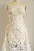 Ornament lace fabric off-white/ bridal lace fabric/ ornament wedding lace/ couture lace// L17-037