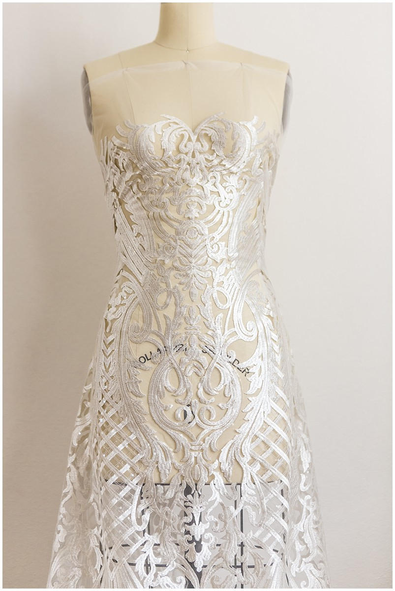 Heavy plain embroidered sequin lace fabric, white lace, wedding lace, Alencon lace, mesh lace fabric, Guipure lace// L17-061