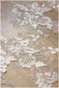 Sequin wedding dress applique, RAYON, flower applique, lace flower patch, illusion back lace, floral lace // A17-026-R