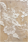 Sequin wedding dress applique, RAYON, flower applique, lace flower patch, illusion back lace, floral lace // A17-026-R