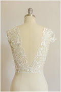 2Stk. gespiegelte weiche Spitzenblumen Applikation für Hochzeitskleider - IVORY + PAILLETTEN - Spitzenblume, Spitzenaufnäher, Brautkleid Applikation// A17-058