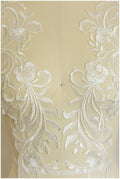 2Stk. Gespiegelte Brautblüten Applikation für Hochzeitskleider - IVORY + PAILLETTEN Spitzenblume, Spitzenaufnäher, Hochzeitskleid Applikation// A17-059