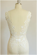 2Stk. Gespiegelte Brautblüten Applikation für Hochzeitskleider - IVORY + PAILLETTEN Spitzenblume, Spitzenaufnäher, Hochzeitskleid Applikation// A17-059