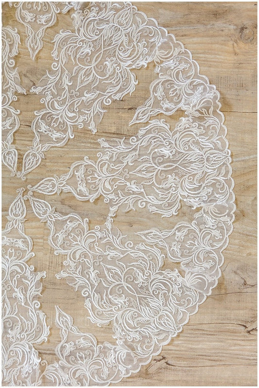 Off-White Silver Lace Trim/ Bridal Lace Trim/ Crochet Lace/ Wedding Dress Lace Trim/ T17-009