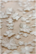3D butterfly lace fabric white silver/ bridal lace fabric/ wedding dress lace fabric with 3D butterflies// L17-071