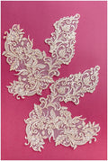 2x große ROSÉ GOLD gespiegelte Spitzenblume Applikation, Spitzenblume, Hochzeitskleid Spitze, Spitzenaufnäher, Brautkleid Applikation, Goldspitze// A17-065