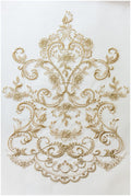 GOLD Spitzenblume Applikation, Rückenplatte, Spitzenblumenplatte, Hochzeitskleid Spitze, Spitzenaufnäher, Brautkleid Applikation, Goldspitze// A17-071