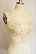 FILIGREE GOLD Spitzenblume Applikation, Spitzenblumen Applikation, Hochzeitskleid Spitze, Spitzenaufnäher, Brautkleid Applikation, GoldSpitze Applikation// A17-070