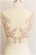 2x ROSÉ GOLD gespiegelte Spitzenblume Applikation, Spitzenblume, Hochzeitskleid Spitze, Spitzenaufnäher, Brautkleid Applikation, Goldspitze// A17-067