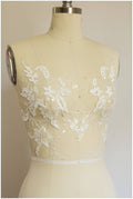 Sequin wedding dress applique, COTTON, flower applique, lace flower patch, illusion back lace, floral lace // A17-026-C