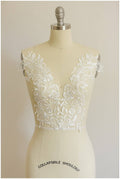 2Stk. gespiegelte weiche Spitzenblumen Applikation für Hochzeitskleider - IVORY + PAILLETTEN - Spitzenblume, Spitzenaufnäher, Brautkleid Applikation// A17-058