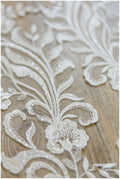 2Stk. Gespiegelte Brautblüten Applikation für Hochzeitskleider - IVORY + PAILLETTEN Spitzenblume, Spitzenaufnäher, Hochzeitskleid Applikation// A17-059