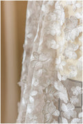 3D butterfly lace fabric white silver/ bridal lace fabric/ wedding dress lace fabric with 3D butterflies// L17-071