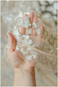 3D butterfly lace fabric white silver/ bridal lace fabric/ wedding dress lace fabric with 3D butterflies// L17-071