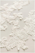 Very soft, mirrored lace flower applique - PAIR (2pcs) - lace flower, lace patch, bridal dress applique, wedding dress lace // A17-008