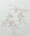 1 Paar (2Stk) rosé+ivory+silber Blumen Applikation, Große BlumenSpitze Applikation, Blumen Applikation, Hochzeitskleid Spitzen Applikation// A17-060
