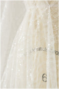 Moderner weicher Pailletten Spitzenstoff, Hochzeitskleid Spitze, Pailletten Tüll Stoff für Brautkleider, Stoff mit glitzernden Pailletten// L17-078
