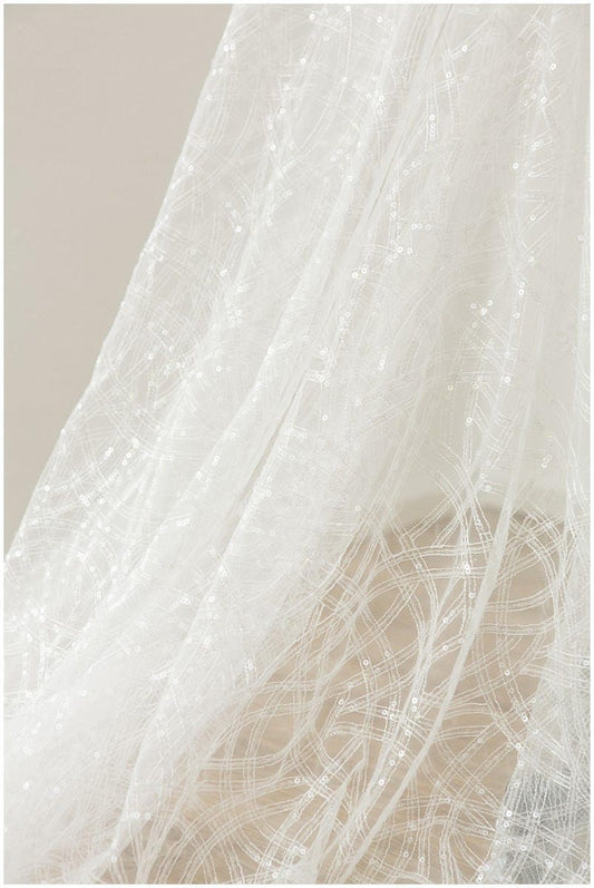 4yds / 3,6 Meter Moderner weicher Pailletten Spitzenstoff, Hochzeitskleid Spitze, Pailletten Tüll Stoff für Brautkleider, Stoff mit glitzernden Pailletten// L17-078