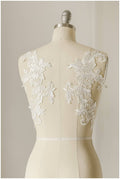 Very soft, mirrored lace flower applique - PAIR (2pcs) - lace flower, lace patch, bridal dress applique, wedding dress lace // A17-008