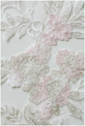 1 Paar (2Stk) rosé+ivory+silber Blumen Applikation, Große BlumenSpitze Applikation, Blumen Applikation, Hochzeitskleid Spitzen Applikation// A17-060