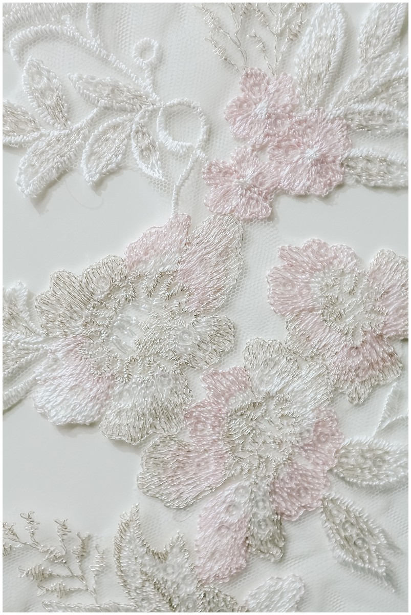 1 Paar (2Stk) rosé+ivory+silber Blumen Applikation, Große BlumenSpitze Applikation, Blumen Applikation, Hochzeitskleid Spitzen Applikation// A17-060