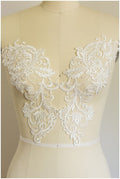 1 Paar (2Stk) gespiegelte Spitzenblume Applikation, Spitzenblume, Hochzeitskleid Spitze, Spitzenaufnäher, Brautkleid Applikation, Alenkon Applikation// A17-028