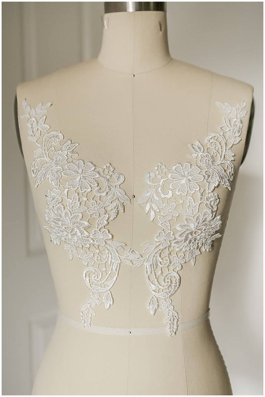 Paar Guipure Spitzenblume, Wasserlösliche Spitzenapplikation, Spitzenblume, Spitzenaufnäher, Brautkleid Applikation, Hochzeitskleid Spitzenblume// A17-018
