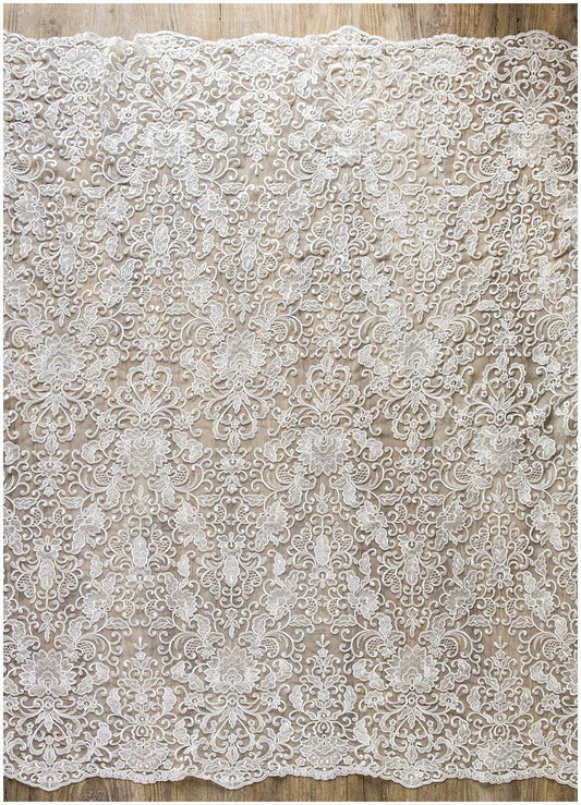 Ornate bridal lace, Guipure look wedding dress lace fabric, Berta Bridal inspired lace, veil lace, Alencon lace fabric// L17-095