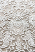 Ornate bridal lace, Guipure look wedding dress lace fabric, Berta Bridal inspired lace, veil lace, Alencon lace fabric// L17-095