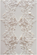 2x 1yds wide mirrored lace trim/ Ivory silver lace trim/ Floral lace trim/ Bridal dress lace trim/ Veil trim// T17-028