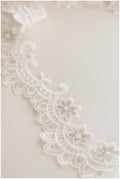 Silver Ivory Lace Trim/ Bridal Lace/ Embroidery Lace Trim/ Veil Lace Trim/ Flower Lace Trim/ T17-030