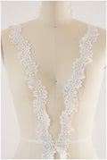 Silver Ivory Lace Trim/ Bridal Lace/ Embroidery Lace Trim/ Veil Lace Trim/ Flower Lace Trim/ T17-030