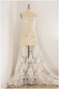 Embroidered bridal lace fabric/ ornate lace off-white/ bridal couture lace// L17-057