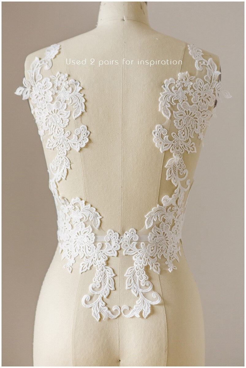 Spitzenaufnäher für Brautkleider, Spitzenaufnäher Stickerei, Blumenapplikation, Spitzenblume, Hochzeitskleid Spitze, Hochzeitskleid Spitzenapplikation// A17-126