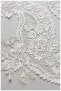 Soft embroidered lace trim/ elegant off-white bridal lace trim/ veil lace trim/ wedding dress lace// T17-040