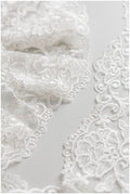 Embroidered lace trim off-white/ elegant bridal lace trim/ veil lace trim/ wedding dress lace trim// T17-042