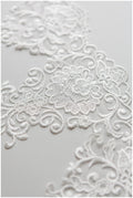 Embroidered lace trim off-white/ elegant bridal lace trim/ veil lace trim/ wedding dress lace trim// T17-042