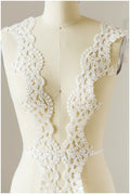 Bridal lace trim off-white/ wedding dress lace trim/ veil lace trim/ elegant bridal lace trim// T17-050